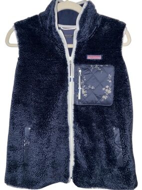 Vineyard Vines Sherpa Vest Navy/White/Cream Sz M